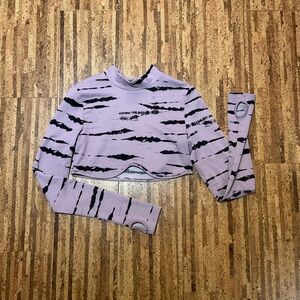 Lilac & Black Tie-Dye Crop Long Sleeve Top